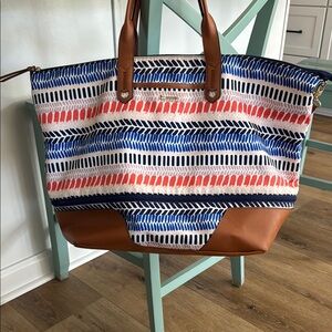Stella & Dot Blue and Red Striped Tote